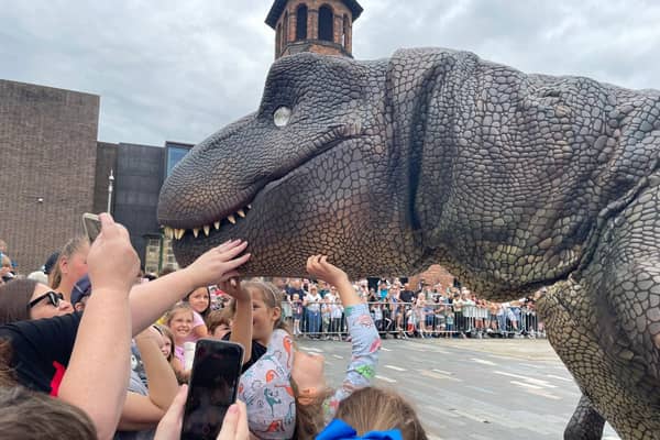 Zeus the T-Rex dinosaur will star in A Jurassic Day Out in Cathedral Quarter in Derby city centre on Saturday, July 22, 2023.