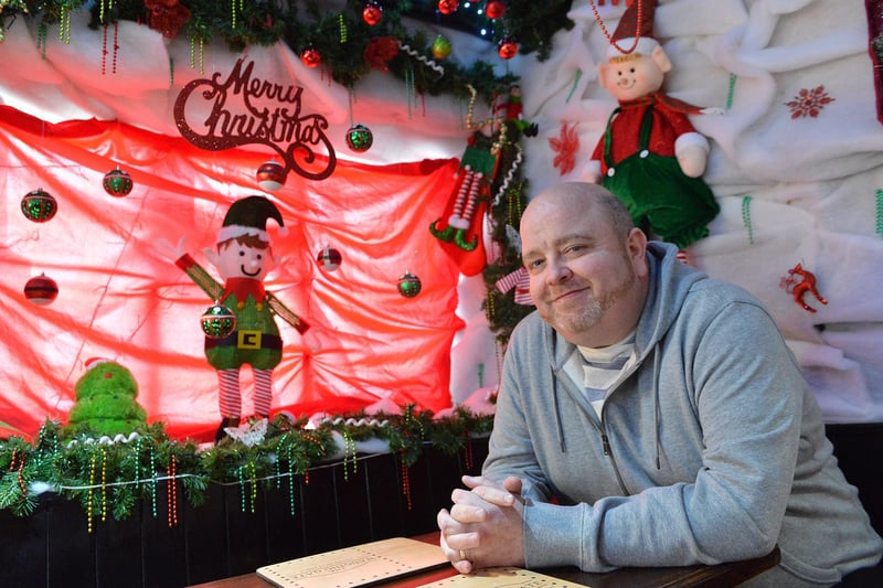 Landlord Mark Thomas promised the decorations would stay up when the pub was allowed to reopen so people could enjoy them
