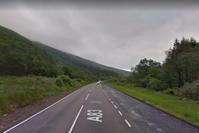 The number of serious or fatal accidents on the A83 (Argyll) between 2017 and summer 2019 was 28, making it Scotland's tenth most dangerous road.