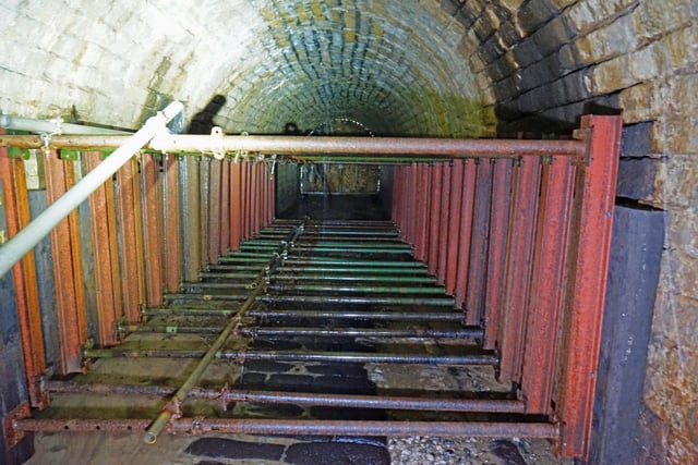When the Cascade is switched on, more water flows beneath it than over the steps and pours into Paxton's Tunnel below.