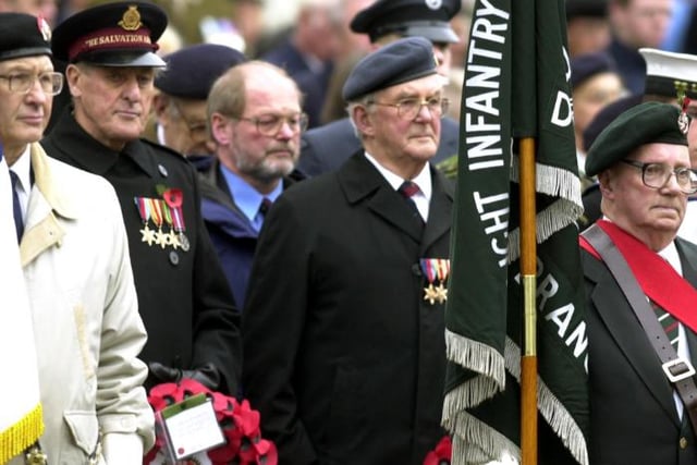 Men in the parade of Doncaster's Remembrance Day, 2002.