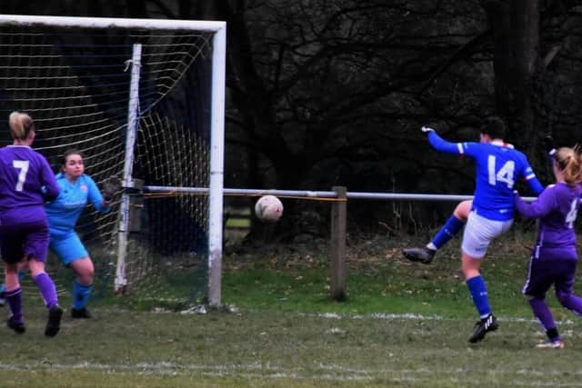 Freya Holman’s first ever senior goal for Chesterfield Ladies (Photo: DC Live Photography)