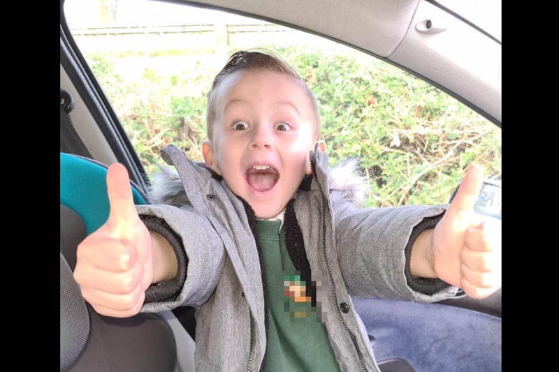 Four-year-old Oliver's mum said he 'was waiting by the front door from 7am, dressed and ready to see his little friends' on his first day back!