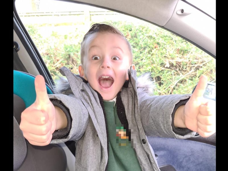 Four-year-old Oliver's mum said he 'was waiting by the front door from 7am, dressed and ready to see his little friends' on his first day back!