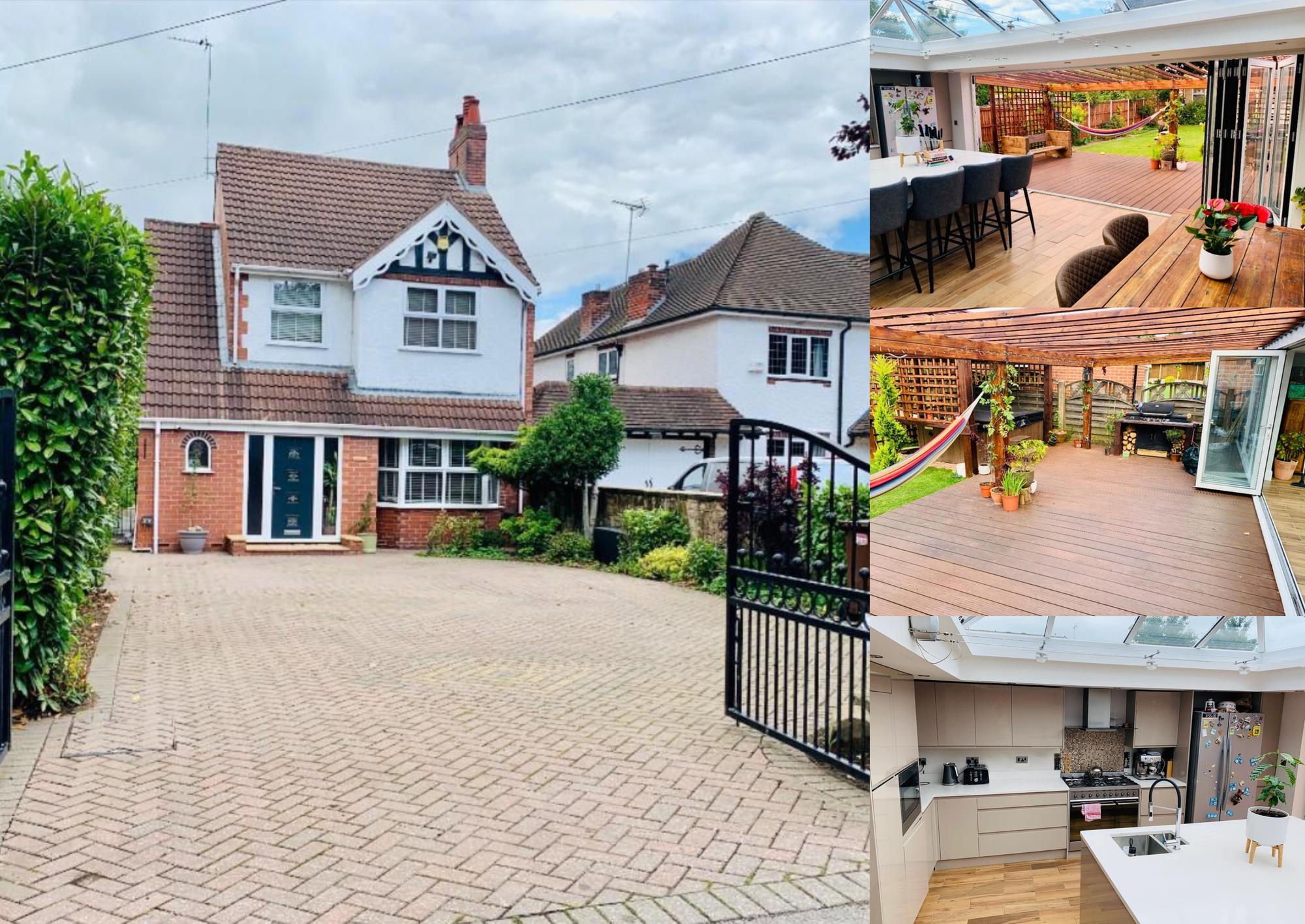 The house on Nottingham Road, Mansfield, has a light filled kitchen diner with bi-fold doors.