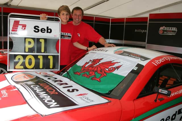 Seb Morris and Richard Ollerenshaw after Seb won the 2011 Ginetta Junior title for Hillspeed.