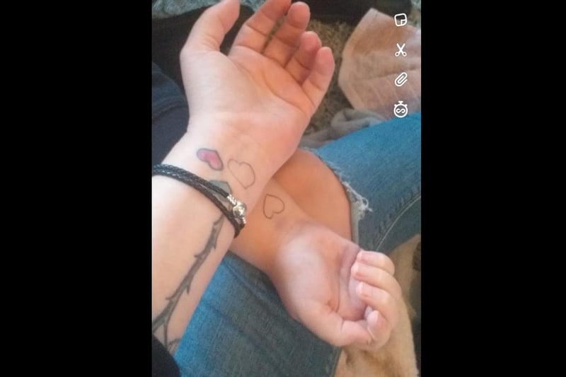 Angie shared this sweet picture with us to mark the return to school. She said: 'Tears all morning from my little man in Year 1, so I drew a heart on both our wrists and told him to press it when he misses me.'