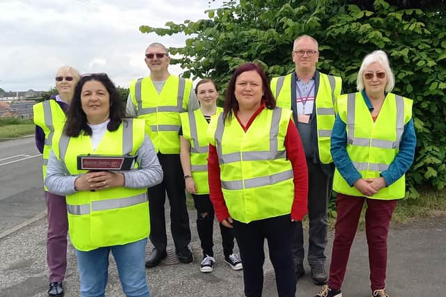 Bolsover North and Shuttlewood Speedwatch. Front row of picture Councillor Donna Hales, County councillor Joan Dixon, Councillor Cathy Jeffery deputy chair of Old Bolsover Town council and behind her County councillor Mick Yates.