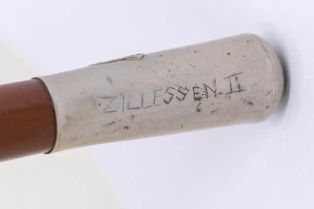 Zillessen's name etched into his swagger stick (photo: Mark Laban/Hansons)