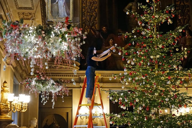 The decorated Christmas trees at Chatsworth take your breath away with their beauty.
