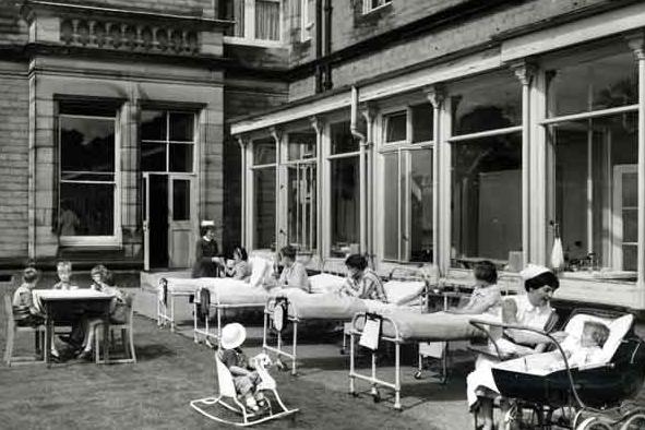 Here children are being nursed outdoors in the 1950s at the children's hospital's Thornbury Annexe, which opened in 1951 in Ranmoor. The building was sold in 1982 to become a private hospital.