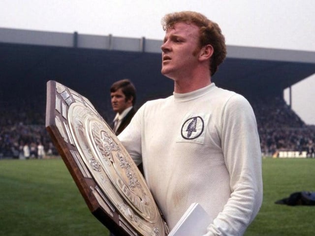 Billy Bremner holds the Charity Shield after Leeds beat Manchester City 2-1 at Elland Road.