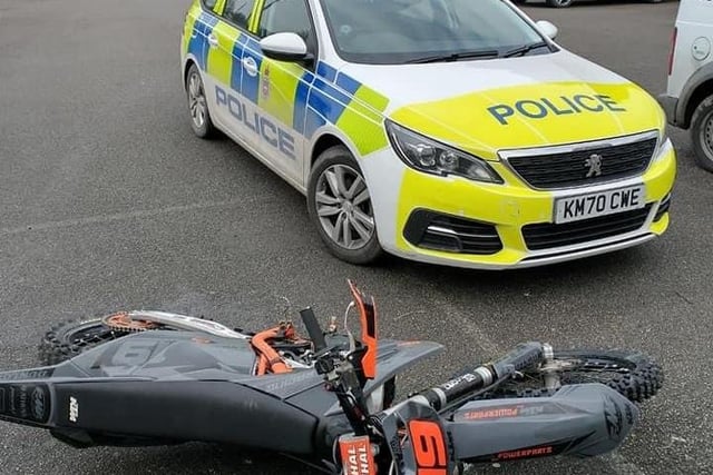 On Tuesday, May 31, the Bolsover SNT posted: “A few weeks back a bike was spotted by officers whilst on patrol. The bike was being ridden in a reckless and dangerous manner and without displaying numberplates. The bike was stopped and the rider ran away from the scene, the vehicle it was meeting with also left and checks on that vehicle showed it to be on cloned number plates. It is suspected that their meeting was to facilitate the exchange of drugs. Enquiries are ongoing into the people involved. The bike was sent for auction as unsurprisingly the rider never came forward to collect the bike. This does show that on this occasion crime does not pay.”