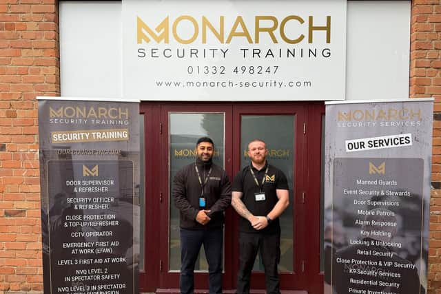 Farhaan Bhatti, left, and Phil Wright founded Monarch Security in Derby in 2020.