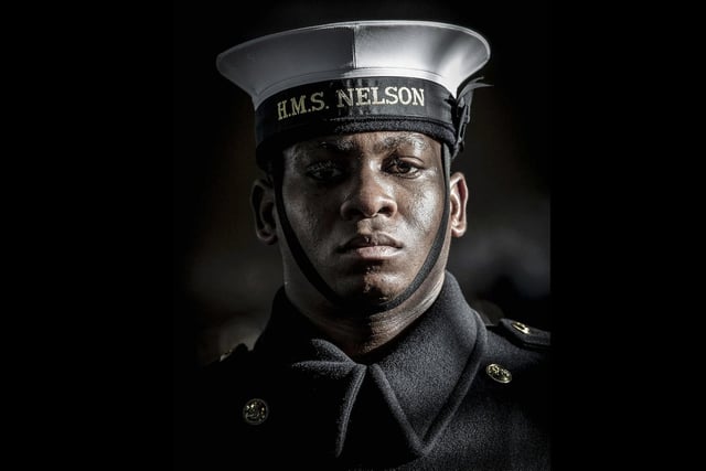 AB WTR William Augustine, stands proud during Ceremonial Parade Training at HMS Excellent. This image won The Spirit of Diversity Prize. By Leading Photographer Ben Corbett