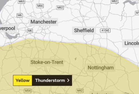 There's a yellow warning for thunder across much of the East Midlands.