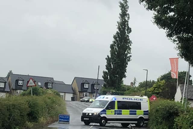 Police at the bottom of Rectory Road in the Duckmanton area.