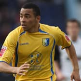 Nathan Arnold in Mansfield Town action.