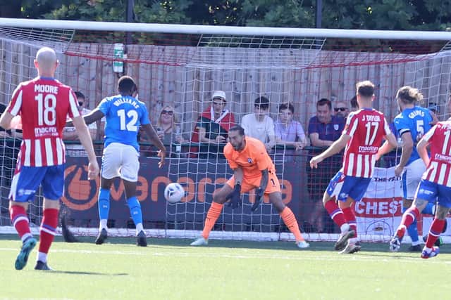 Ollie Banks had to go in goal for Chesterfield against Dorking Wanderers.