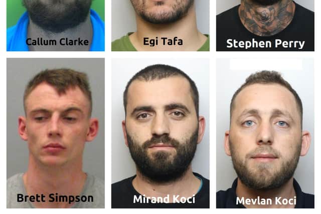 Members of the drug gang who have been jailed after raids across the country.