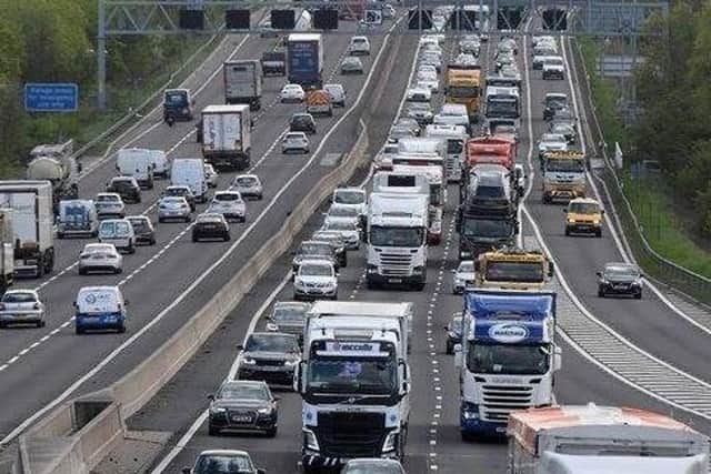 A lane is closed on the M1 in Derbyshire. Picture for illustrative purposes only.