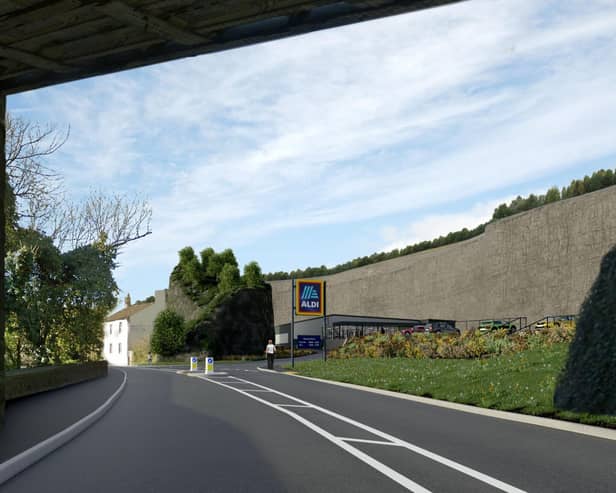 An architects' image of how the Aldi would look travelling south from Matlock town centre on Dale Road. (Image: Aldi)