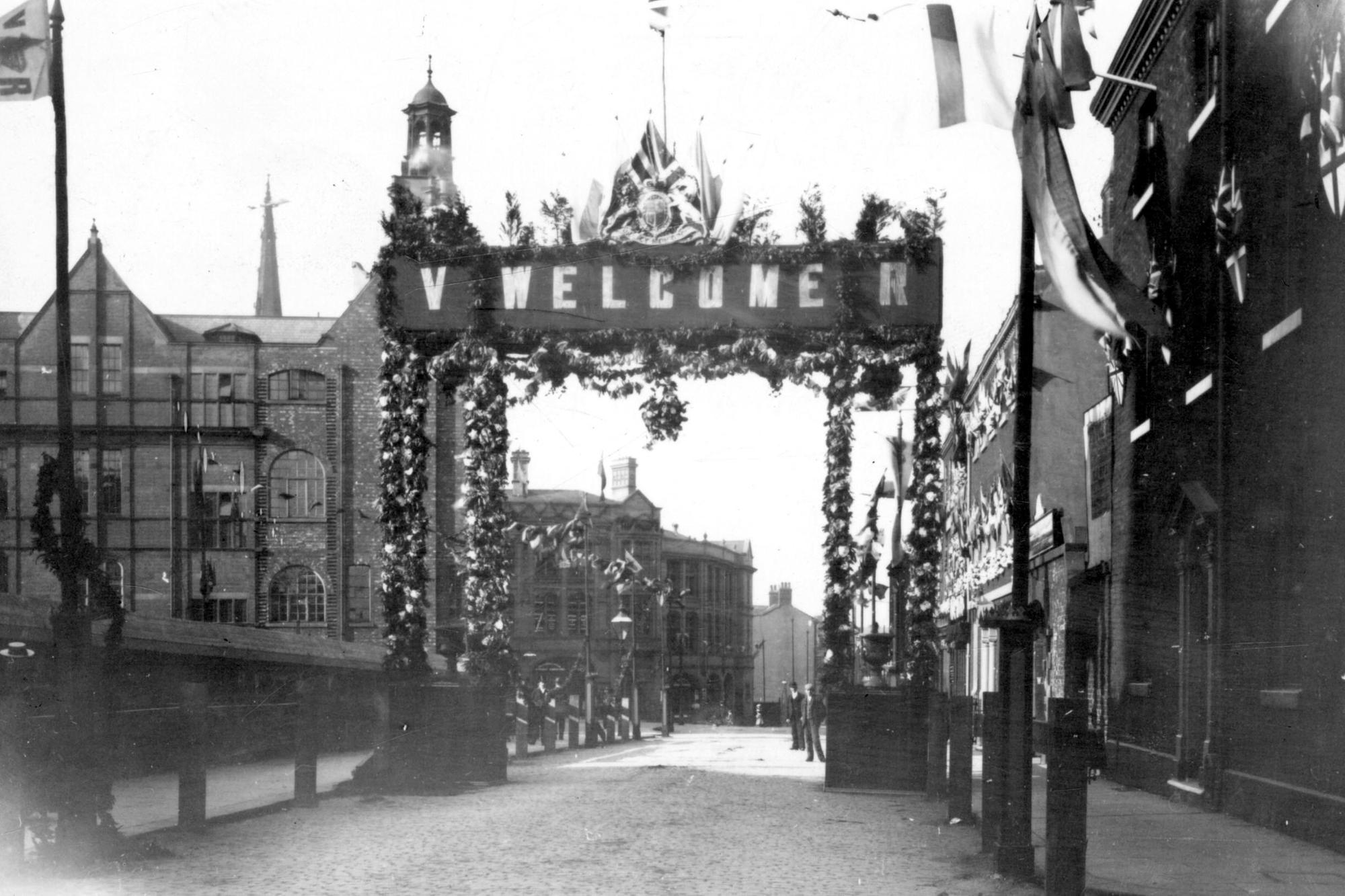 Norfolk Street decorated for Queen Victoria's visit, 1897. Ref no: S01563