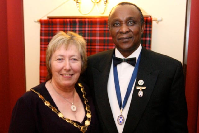 President of the Caledonian Society Vivien M'Itwamwari and her consort Andrew M'Itwamwari at the Doncaster Caledonian Society's annual Burns Night celebration pictured in 2010