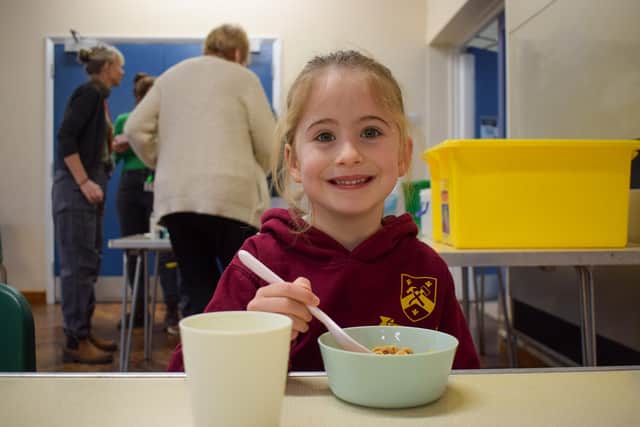 A range of cereals, bagels, toast and beans are on the menu and children can arrive at school between 8.20am and 8.45am to eat.