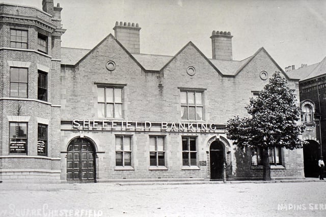 Sheffield Banking in New Square, Chesterfield, in the early 1900s