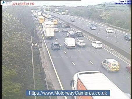 Drivers were warned of traffic along the M1. Credit: www.motorwaycameras.co.uk