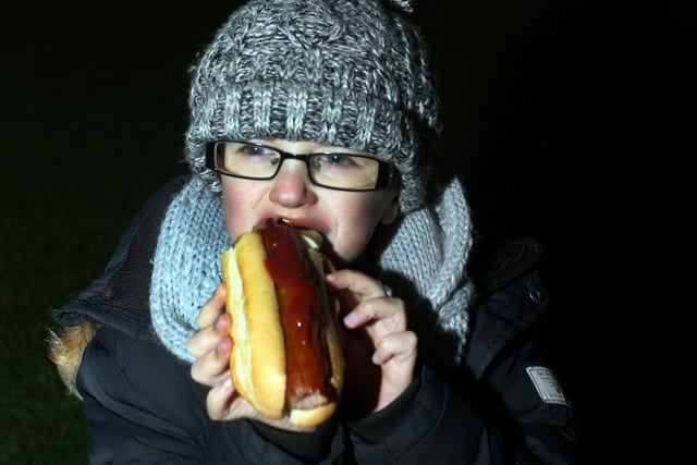 Bentley Elliott chomped on a hot dog in 2017 at the Chesterfield Bonfire