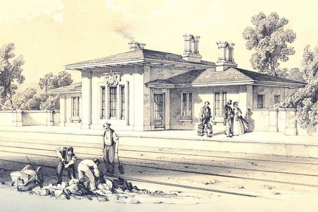 Samuel Russell's lithograph of Wingfield Station, circa 1842.
