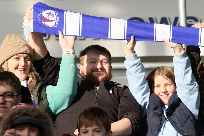 Chesterfield fans watch the 3-0 win over Southend United.
