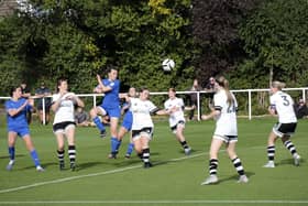 Action from Chesterfield Women's big FA Cup win. Photo by John Langford