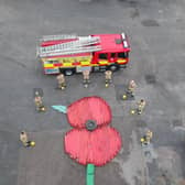 This Remembrance Sunday poppy was created by the crew at New Mills Fire Station