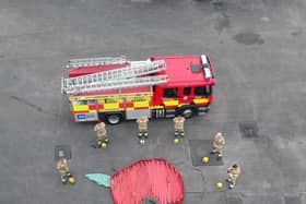 This Remembrance Sunday poppy was created by the crew at New Mills Fire Station