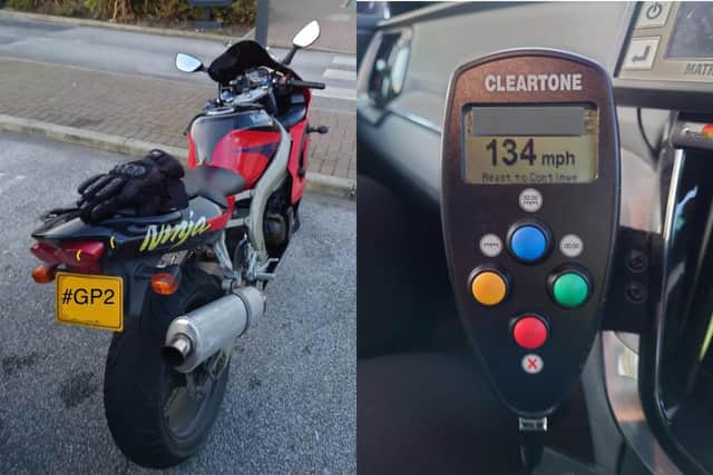 THe biker was recorded doing speeds of 134mph