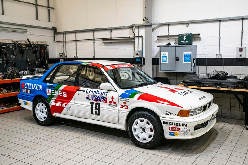 Unlike the Group N Lancer, this 1989 Galant isn't a rally winner, despite its appearance. Built as a replica to promote Pentti Airikkala’s involvement in the 1989 Lombard RAC Rally, it was converted from a regular Galant GTI by rally specialist Co-ordsport. After being dry stored for 14 years, it was acquired by Mitsubishi in 2017 and restored to road-going condition.