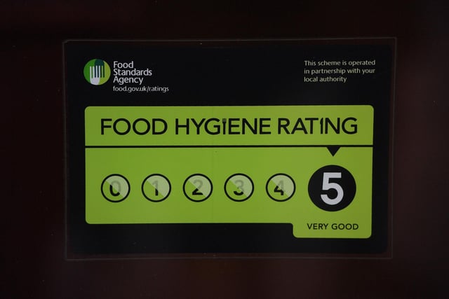 Hygiene ratings have been issued to a number of Chesterfield businesses.