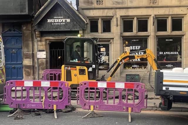 Buddy’s was barricaded with roadworks fencing, with a small digger starting works to excavate the pavement – leaving them “absolutely fuming” and customers and staff “trapped” inside.