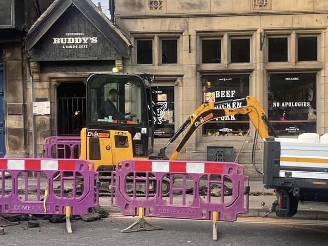 Buddy’s was barricaded with roadworks fencing, with a small digger starting works to excavate the pavement – leaving them “absolutely fuming” and customers and staff “trapped” inside.
