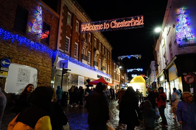 The high street lit up for Christmas