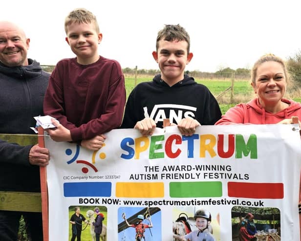 From left, David, Edward, William and Gemma Hall, the family behind Derbyshire’s annual Spectrum Aut