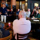 Prime Minister Rishi Sunak speaks as he attends a Q&A at The Queens Hotel, a JD Wetherspoon pub on March 7, 2024 in Maltby, Rotherham. (Photo by Carl Recine-WPA Pool/Getty Images)