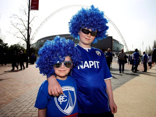 Young Chesterfield fans make their way to the stadium prior to the Johnstone's Paint Trophy Final between Chesterfield and Peterborough United.