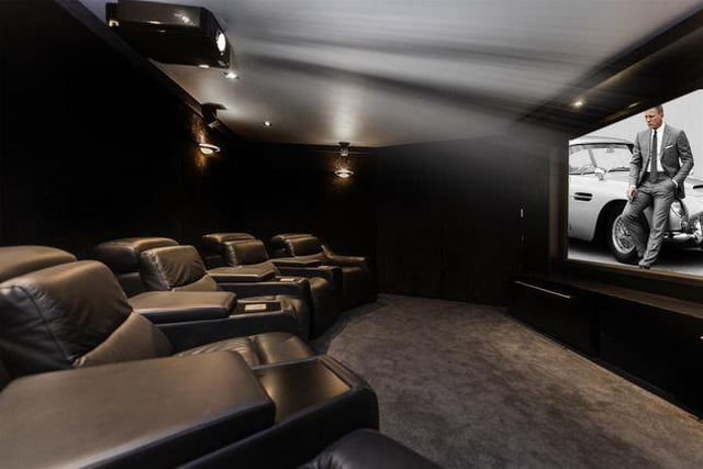 A fully soundproof family cinema room can be accessed from the main lobby, boasting a bank of five electric reclining cinema seats