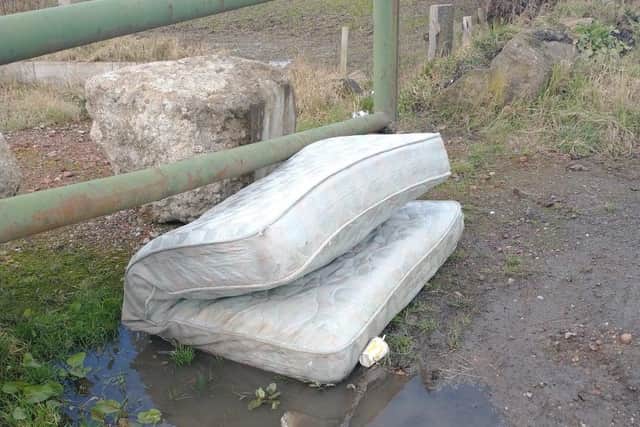A stained mattress was among the items dumped.