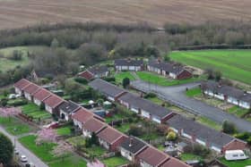 Aerial view of bungalows on Briar Close in Shirebrook