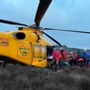 The casualty was airlifted to hospital after their fall. Credit: Edale Mountain Rescue Team